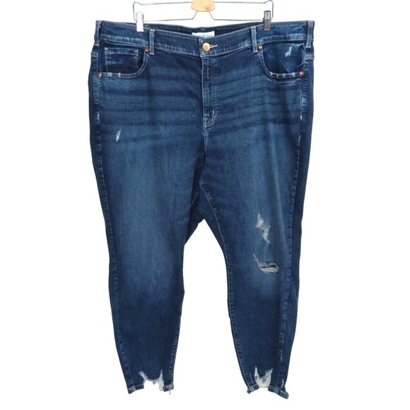 Lane Bryant Plus Size 28 Curvy Fit High Rise Skinny Distressed Dark Denim Jeans - Picture 13 of 13